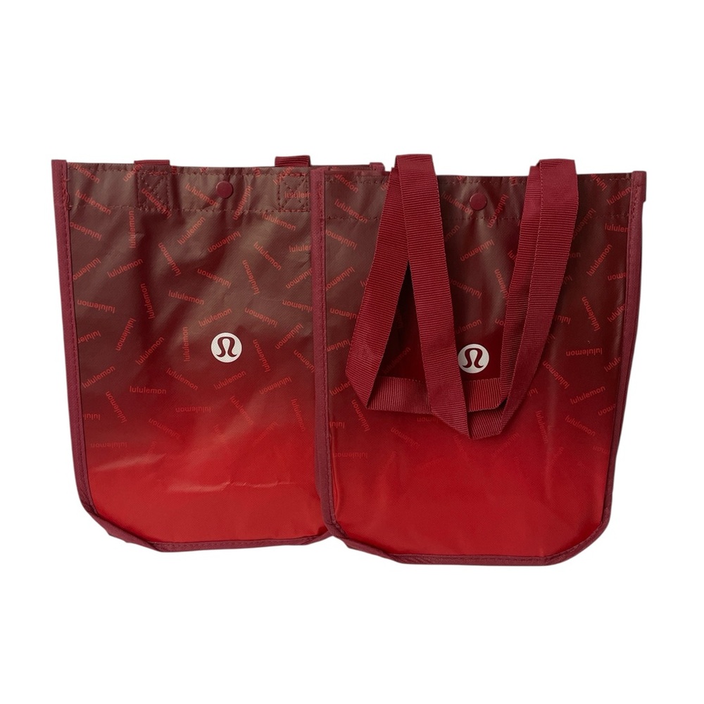 Lululemon Reusable 2022 Holiday Red Ombre Lunch Tote Set of Two, New